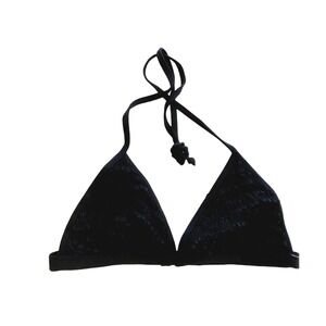 BCBG Black Halter Top w/ Ruffle Bikini Swim - Elegant Beachwear - Size M